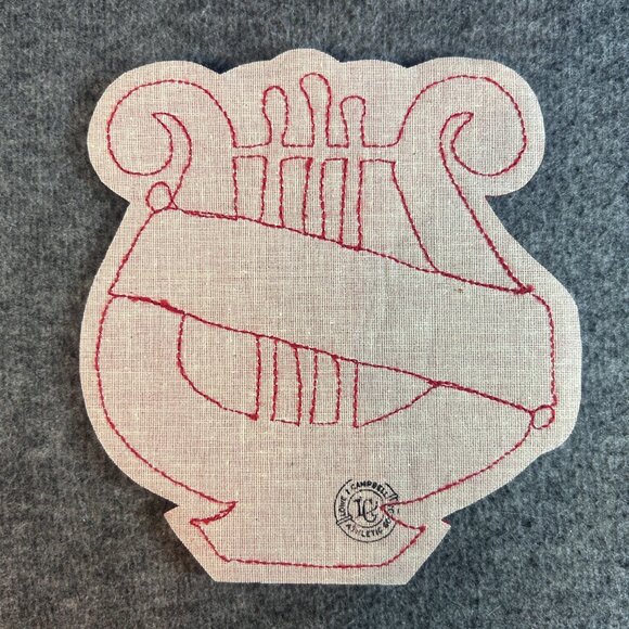 Vtg Marching Band Letterman Jacket Badge Varsity School Lyre Red White YHS 1930s - Picture 9 of 9